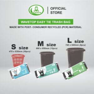 L 90Lts Black Berseh Wavetop Easy Tie Trash Bag - Image 4