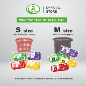 M 50Lts Strawberry Berseh Wavetop Easy Tie Trash Bag - Image 4